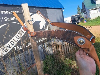 Handmade Breastcollar Hair-on-Hide with Berry Steer Conchos by a Master Leatherworker - Image 4