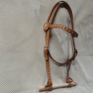 Handcrafted Brown Bridle with Silver Spots and Berry Conchos by a Master Leatherworker