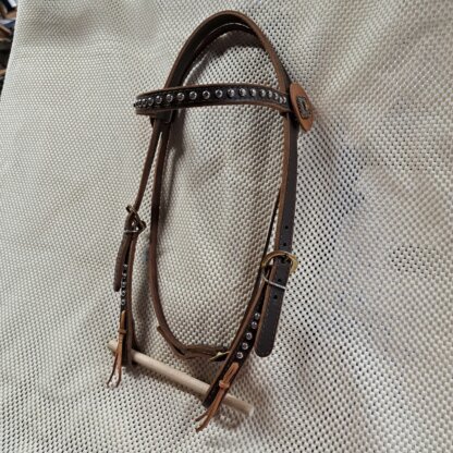 Handcrafted Dark Brown Bridle with Bronc Conchos by a Master Leatherworker - Image 5
