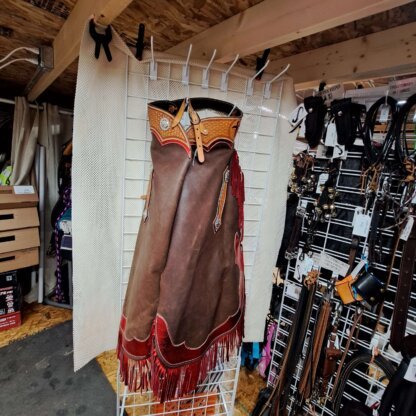 Handmade Brown and Red with Fringe Chaps! - Image 6