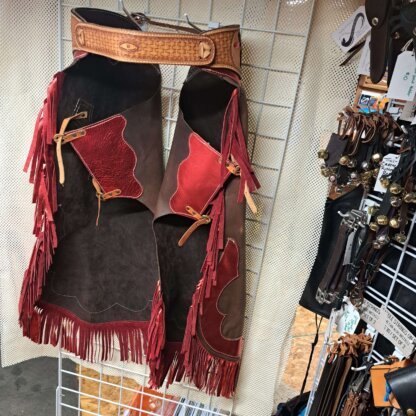 Handmade Brown and Red with Fringe Chaps! - Image 2