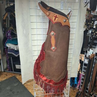 Handmade Brown and Red with Fringe Chaps!