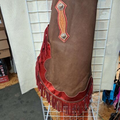 Handmade Brown and Red with Fringe Chaps! - Image 11