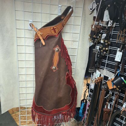 Handmade Brown and Red with Fringe Chaps! - Image 10